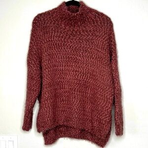 Dreamers Burgundy Mauve Eyelash Sweater Size M/L With Mock Neckline